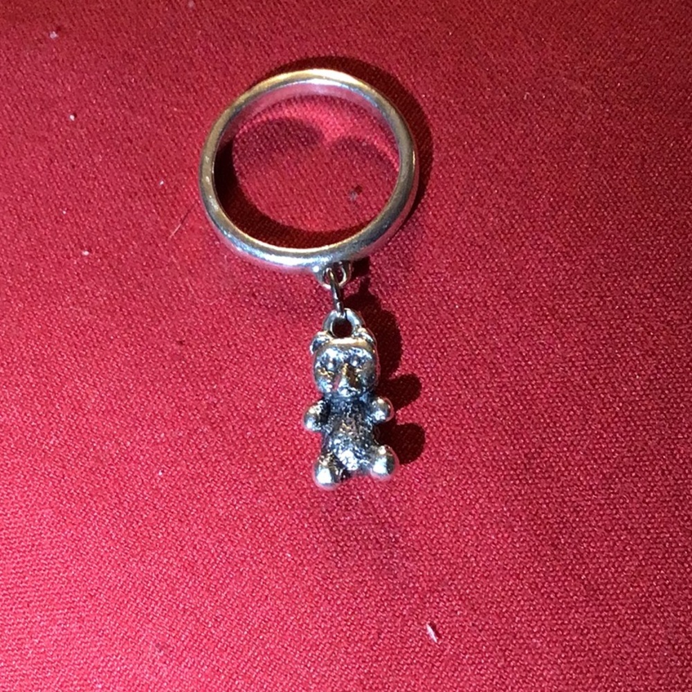 RETIRED JAMES AVERY TEDDY🧸BEAR DANGLE CHARM RING IN 925 STERLING SILVER